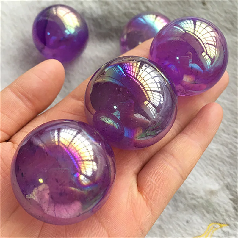 Natural Purple Amethyst Crystal Ball, Aura Quartz Sphere