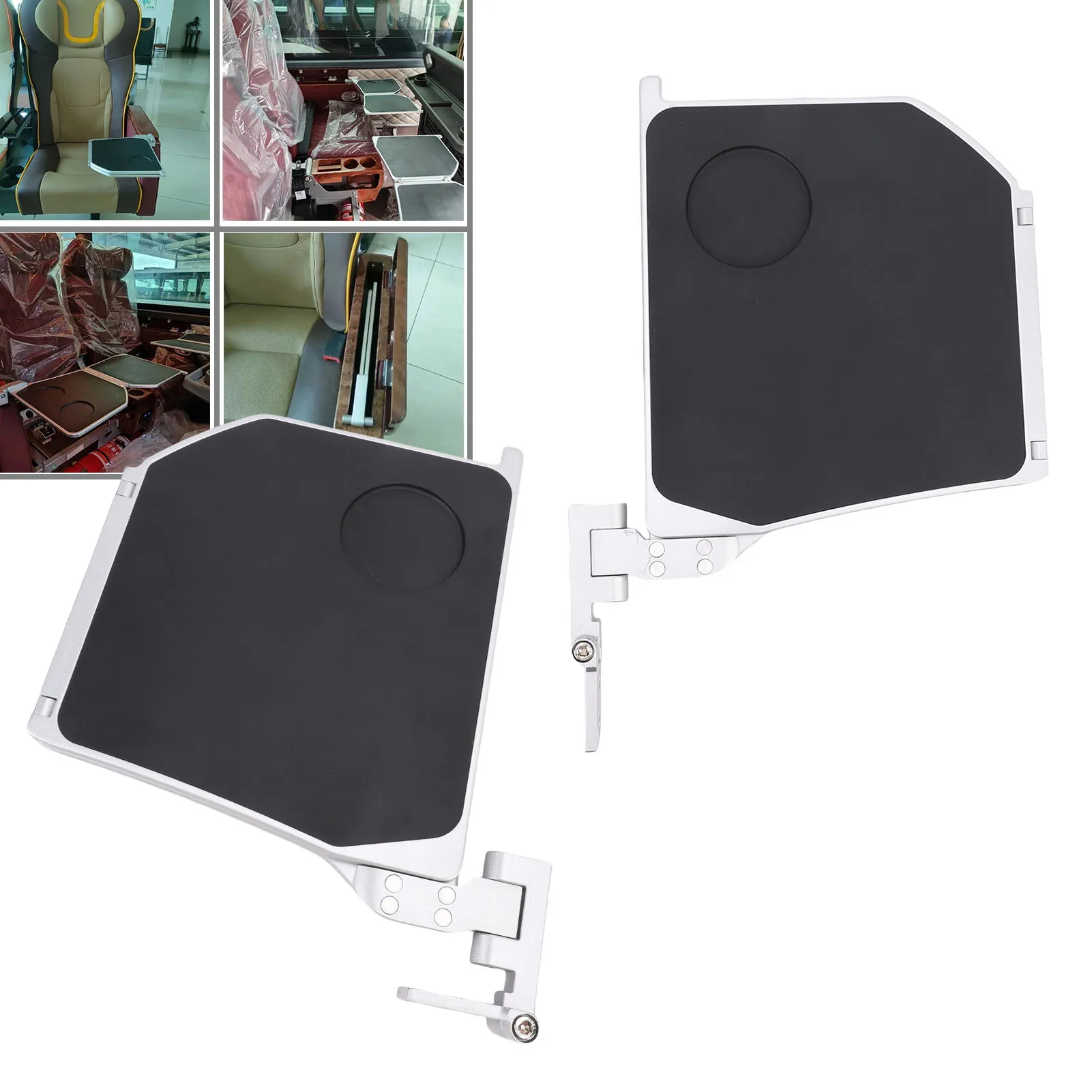 

RV Seating Hidden Armrest Table Aluminum Alloy Multifunction Folding Limousines Seat Side Table for High Speed Trains Vehicles