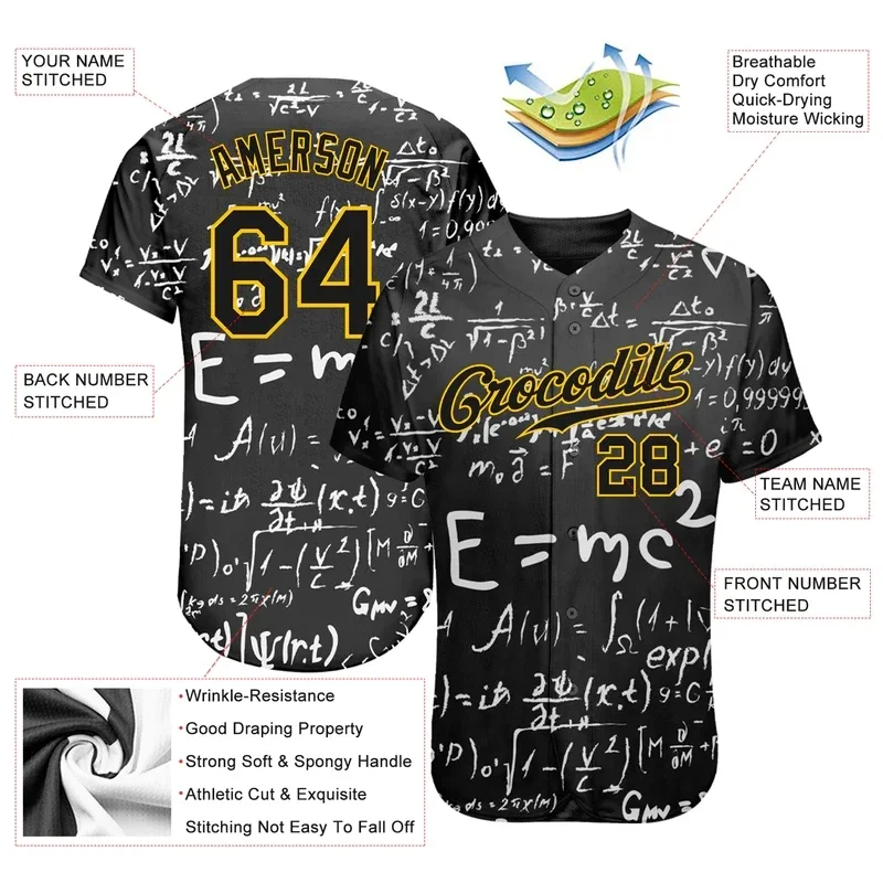 PATTERN DESIGN MATH Custom Baseball Jersey Men and Women Section Shirt 3D Printed Shirt Casual Team Shirts Hip Hop Unisex Tops