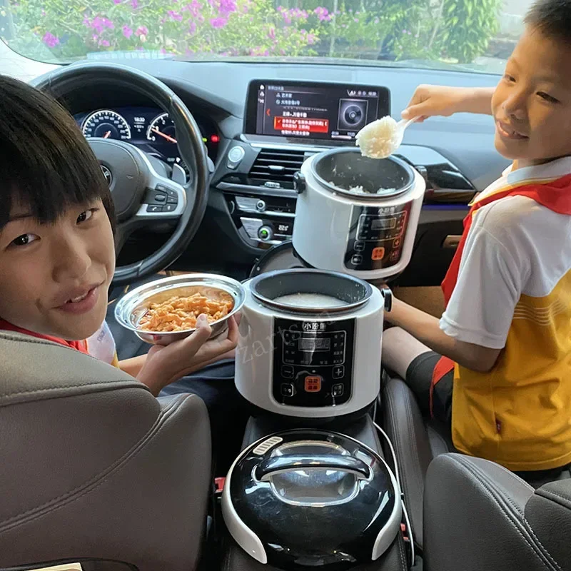 車とトラック用の電気ミニ炊飯器、ポータブルマルチクッカー、12v、24v、2l、英語メニュー