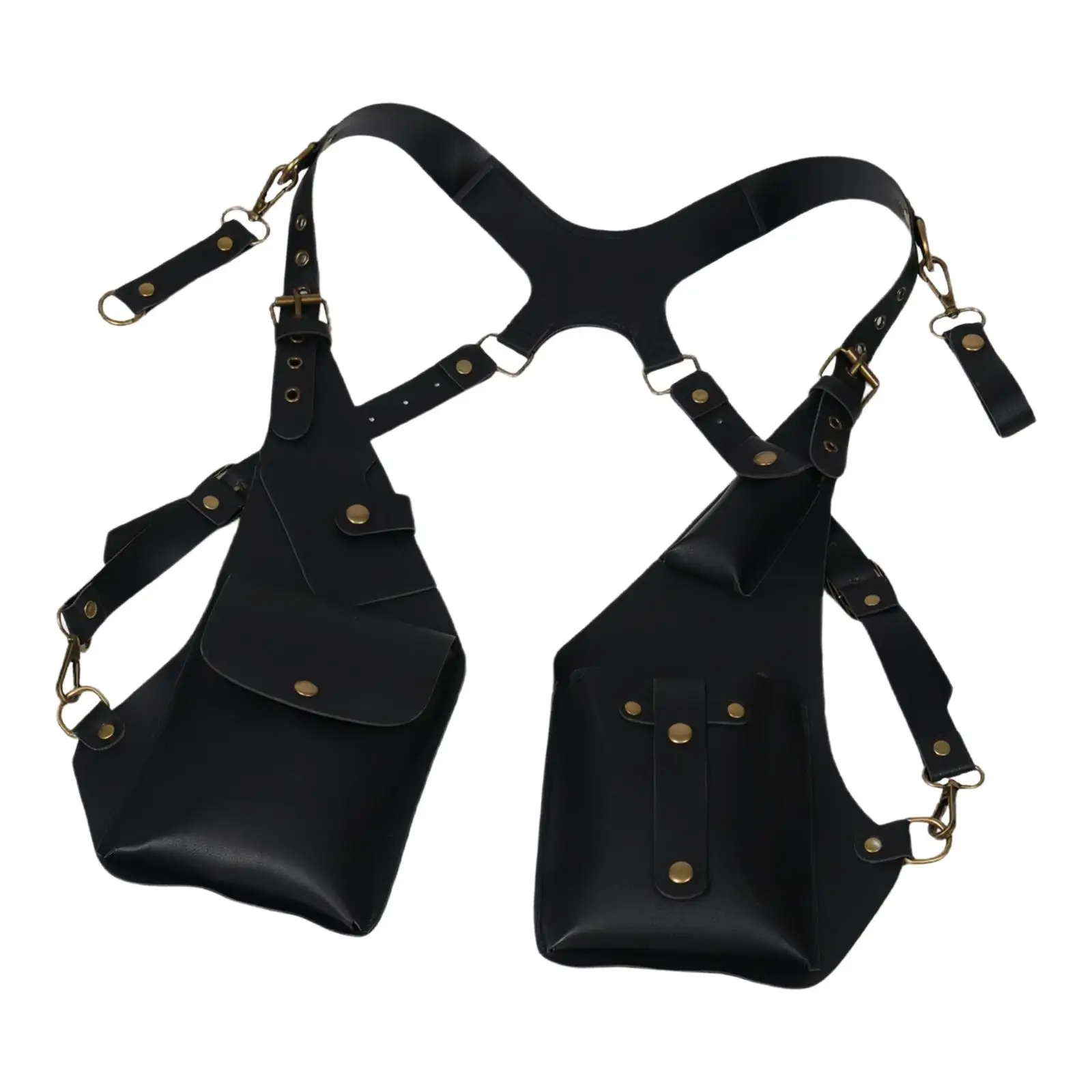 Double Armpit Shoulder Bag Steampunk with Adjustable Strap for Backpacking