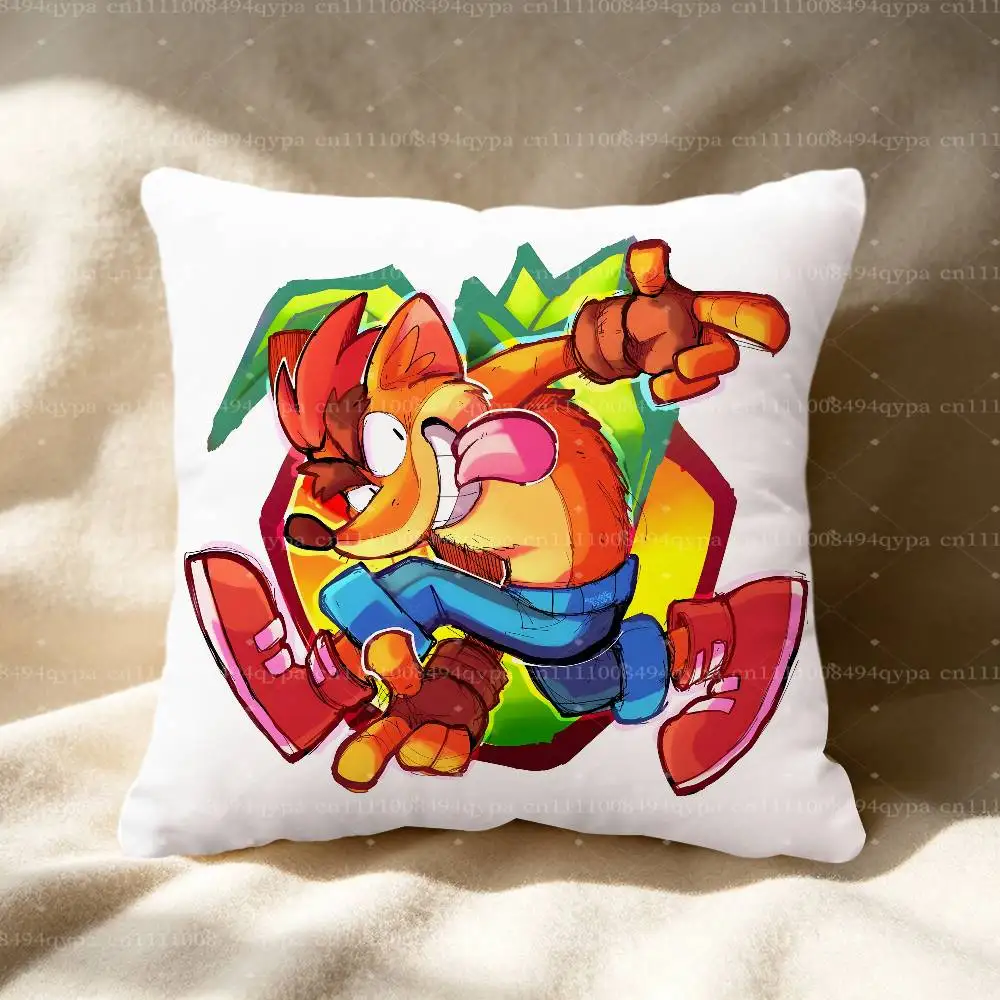C-Crash Bandicoot Fox Throw Pillow Cushion Cases Kawaii Decorative Living Room Decor Soft Decorative Pillows