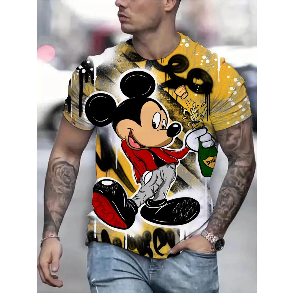 Men Disney Mickey Mouse Print T-Shirt Summer Boy Street Fashion Casual Sports Loose O Neck Quick Dry Short Sleeve Clothing Kid image 5