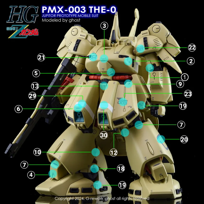 YAN Decal for HGUC 1/144 PMX-003 THE-O Plastic Model Kits Hobby Tools DIY Water Stickers Fluorescent