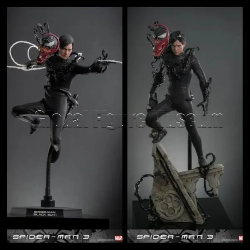 In Stock Hot Toys MMS727/728 Spider‑Man 3 Black Suit Spider‑Man Tony Stark 1/6 Scale 2 Versions Custom Collectible Fan Gift