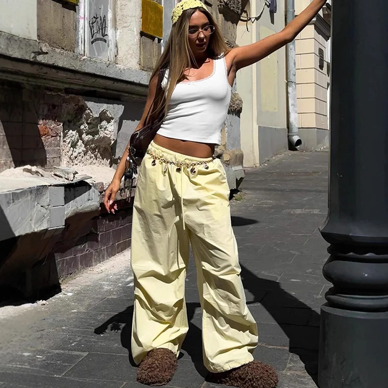 

Tuularose Fashion Lace-Up Commute Trousers Women High Waist Slim Patchwork Autumn 2025 New Drawstring Solid Casual Women's Pants