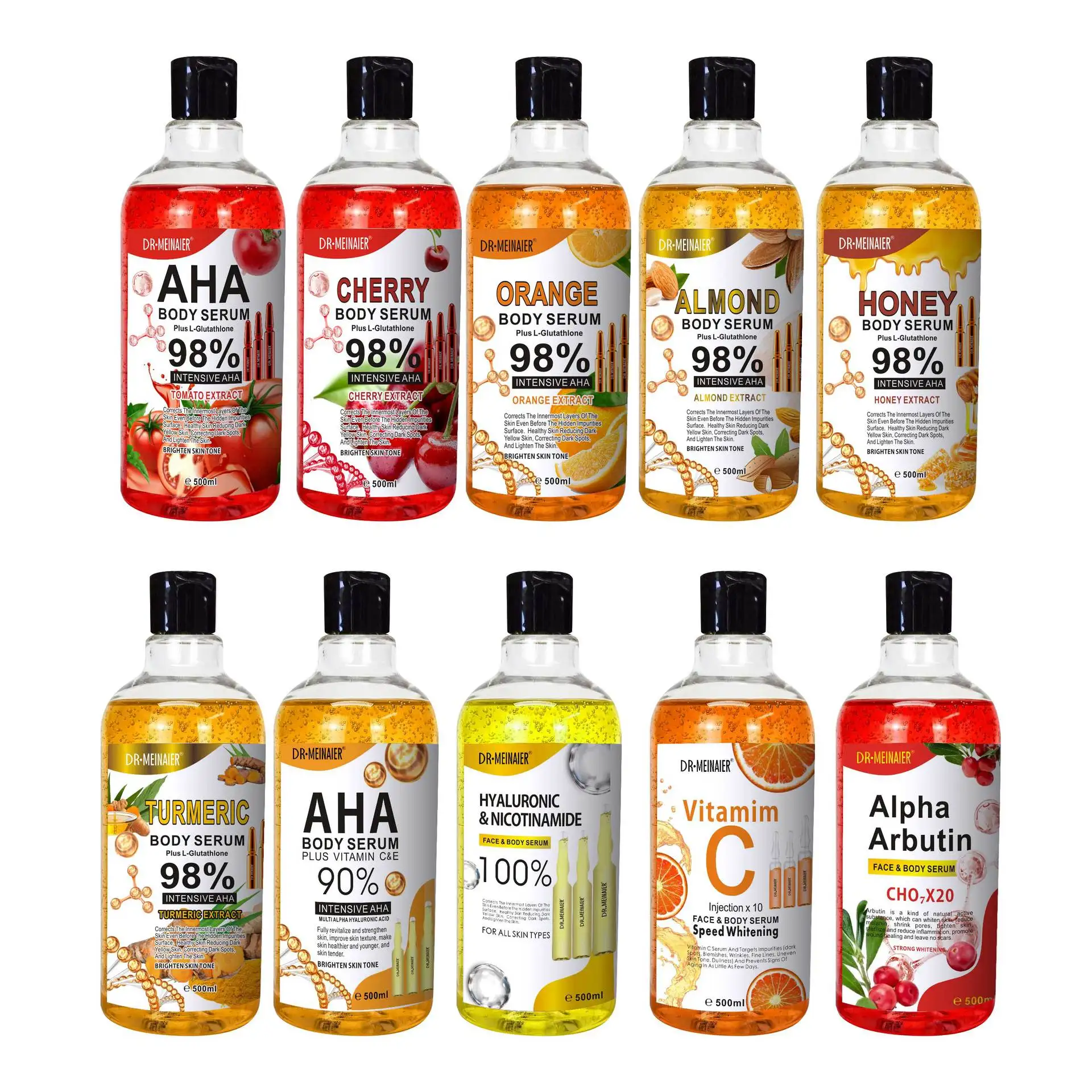 500ML Vitamin C AHA HYALURONIC& NICOTINAMIDE Face Serum Spots Eraser Corrector Whitening Moisturizing Lightening Body Cream 4