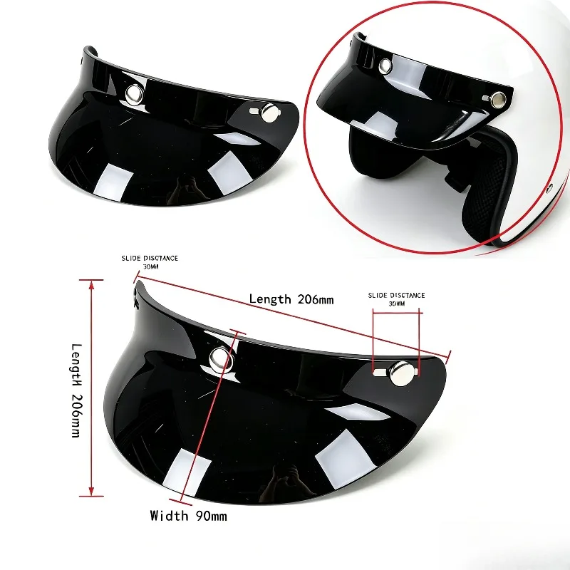 Retro Motorcycle Helmet Adjustable Three Button Brim Specifically Designed for Helmets