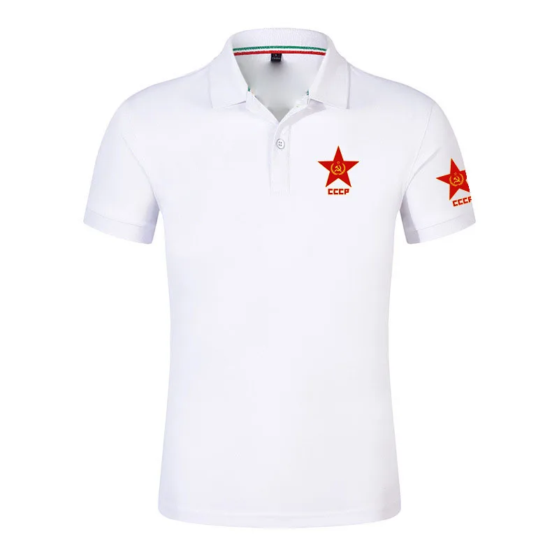 2025 Retro CCCP Summer Man's New Solid Color Classic Regular Polo Shirt Soviet Union USSR Cotton Short Sleeve Top