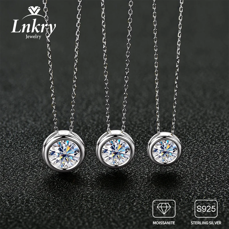 

Lnkry 6,5 мм 8 мм 9 мм пасьянс муассанит ожерелье с сертификатом для женщин стерлингового серебра 925 пробы пузырь кулон ожерелье ювелирные изделия