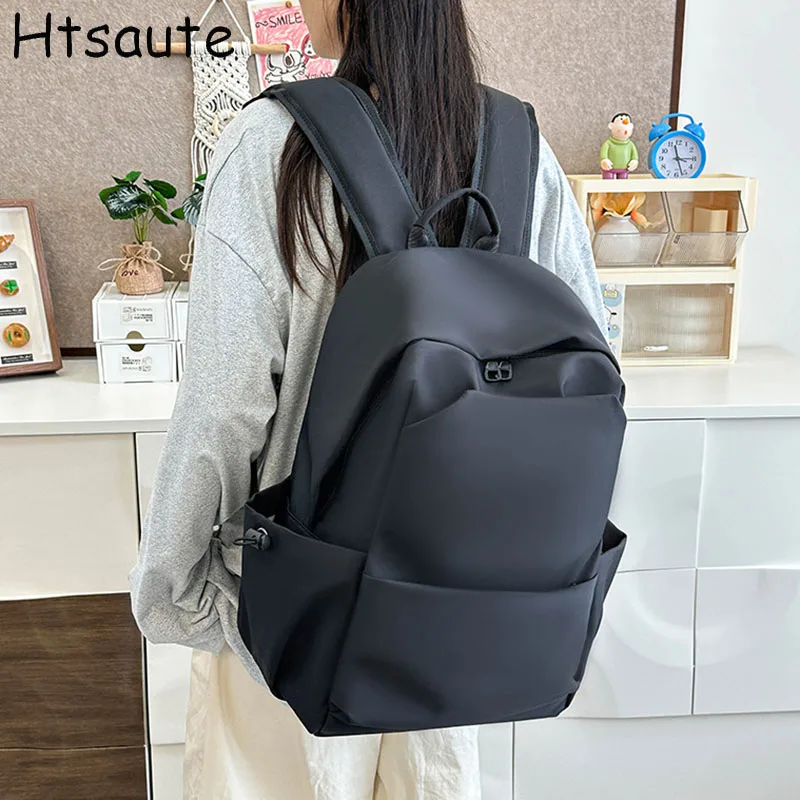 

New Girls' Schoolbags Cute Soft Boy's Backpacks High School Students' Large Capacity Backpack Package Bag Black White Blue Pack