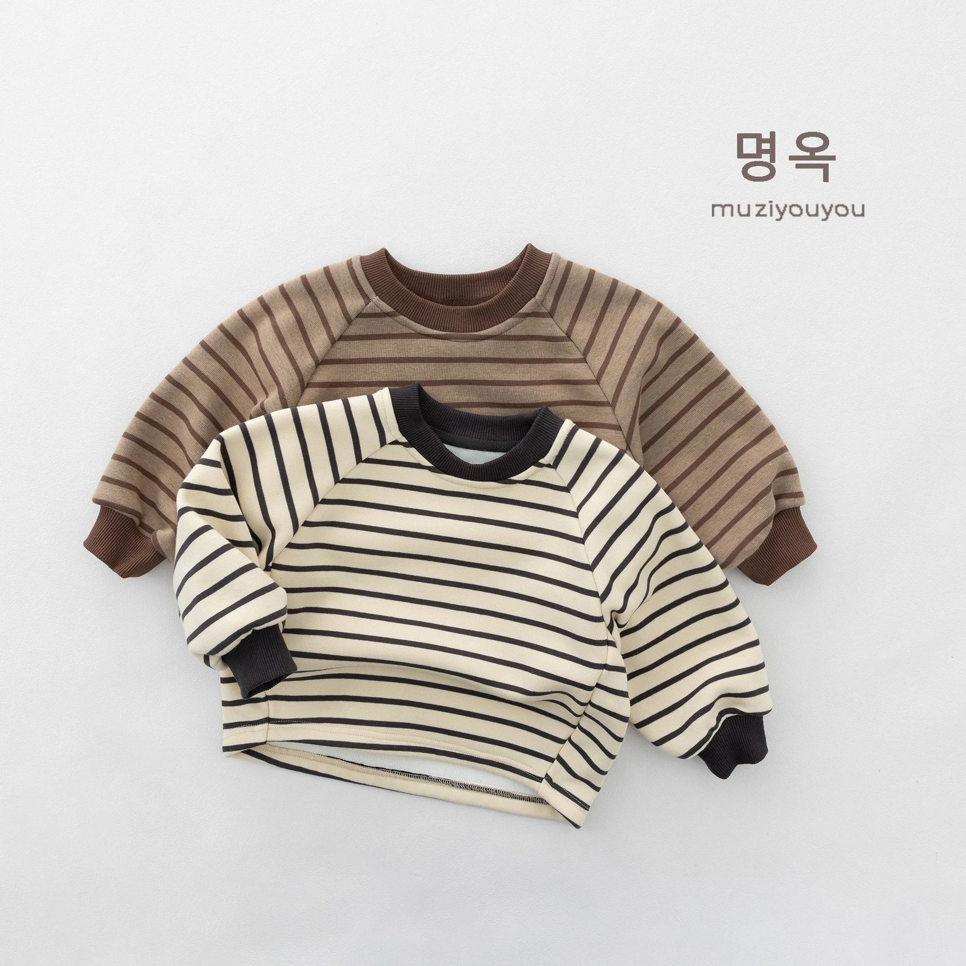 2026 Winter New Children long Sleeve fleece Sweatshirt Boys Girls casual striped Pullover Baby Warm tops infant Sweatshirt