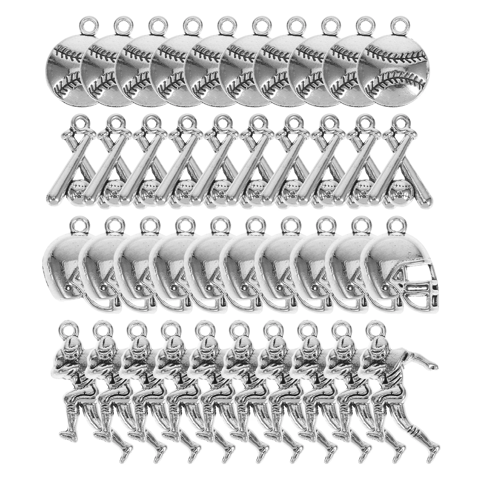 

40 Pcs Bracelet Baseball Accessories Jewelry Games Bracelets Vintage Beads for Silver Charm