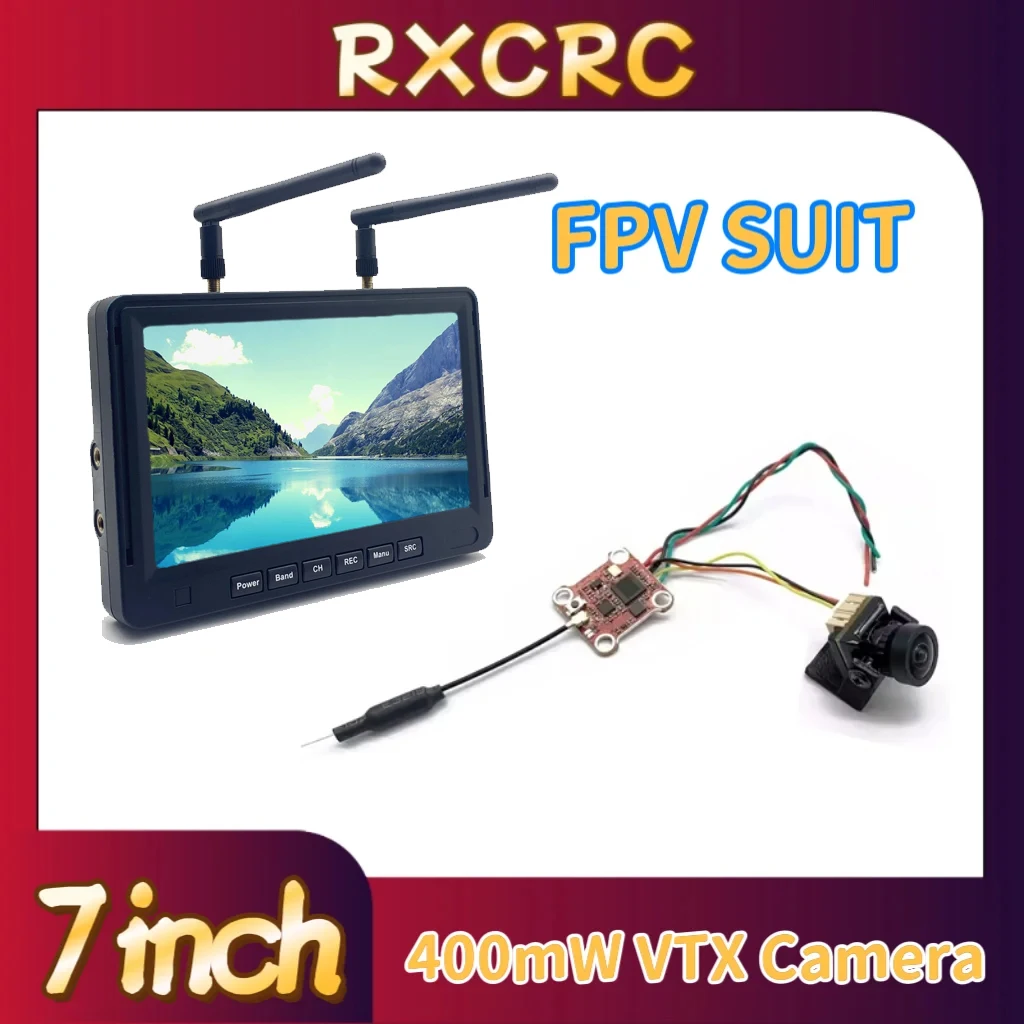 RXCRC 5.8G 400mW VTX  Transmitter module 1200TVL Camera, FPV 7 inch Receiving display screen.For RC Multicopter FPV Drone Part.