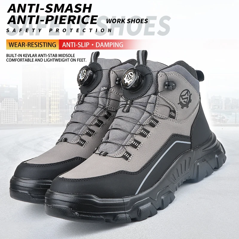 Multi-color optional, multi-functional high-top slip-on shoes with knob buckles, unisex, safety shoes, protective shoes, work sh