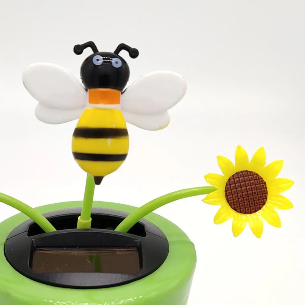 Maceta verde alimentada por energía Solar y planta oscilante de abeja, adorno de muñeca para salpicadero de coche, decoración del hogar