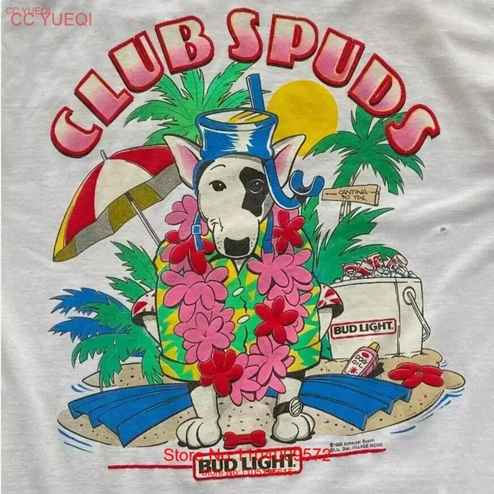 80s Club Spuds T Shirt Mackenzie Beer vintage Washed graphic Stretched Stylish streetwear homme Comfortable fashion Soft