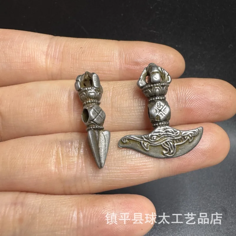 Tibetan iron machete, vajra axe, vajra scepter, hanging amulet, prayer beads, monkey head pendant, accessories and components