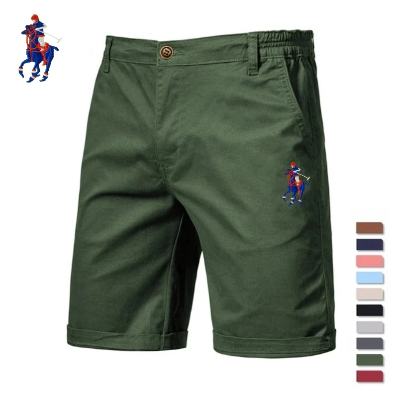 Pantalones cortos informales de algodón puro para hombre, Shorts de negocios de cintura media, elásticos de playa, Chinos clásicos, ajustados, Verano