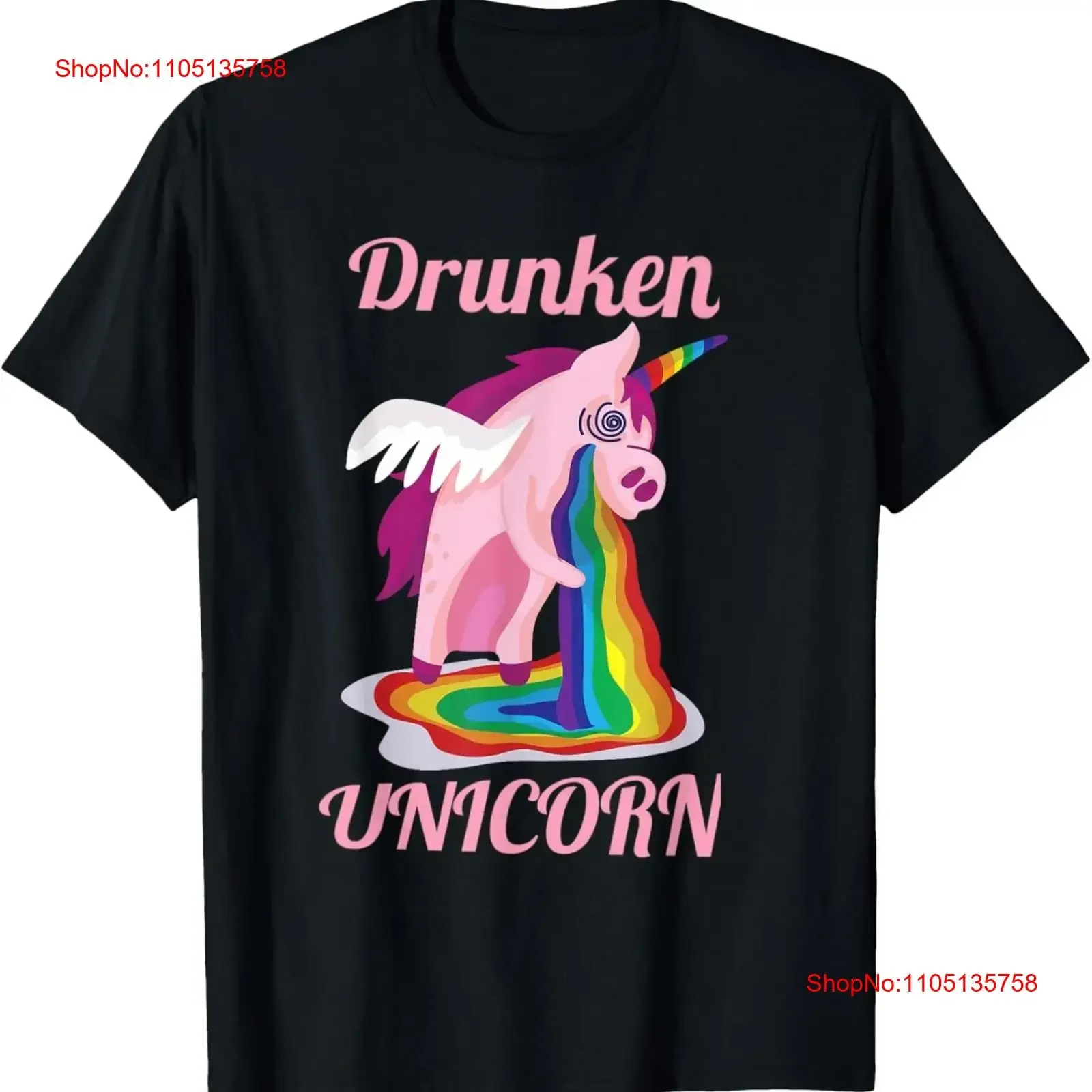 Drunken Unicorn Adult T Shirt  vintage Washed Stylish Stretched Casual Top For Everyday Wear streetwear Breathable Slightly