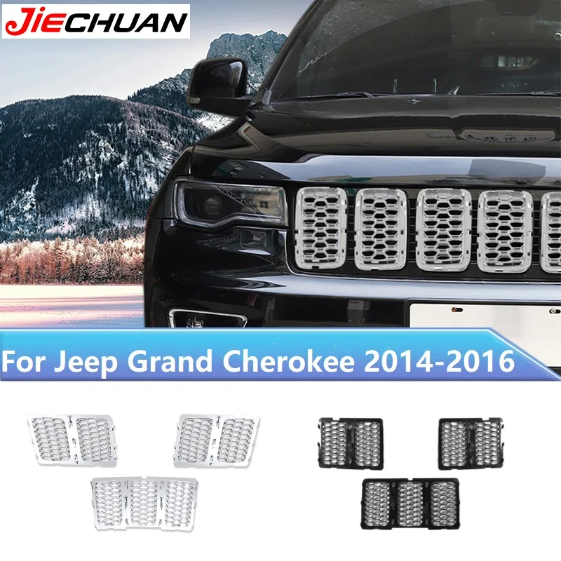 

JIECHUAN Racing Grills Front Insert Honeycomb Grille Mesh Decoration Cover Accessories For Jeep Grand Cherokee 2014 2015 2016