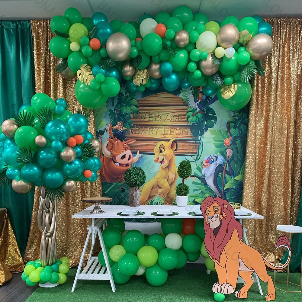 

88Pcs Lion King Balloons Green Arch Garland Kit Latex Balloons Supplies The Lion King Theme Boys Baby Birthday Party Decorations