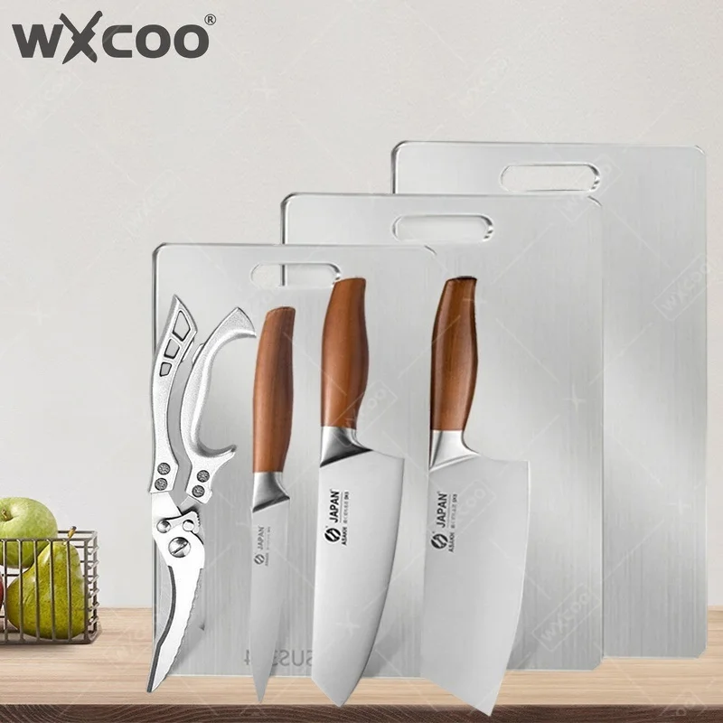 WXCOO Japanese Kitchen Knife Cooking Utility Fruit Peeler Fish Fillet Boning Knife 1~7pcs Stainless Steel Cutting Board Set