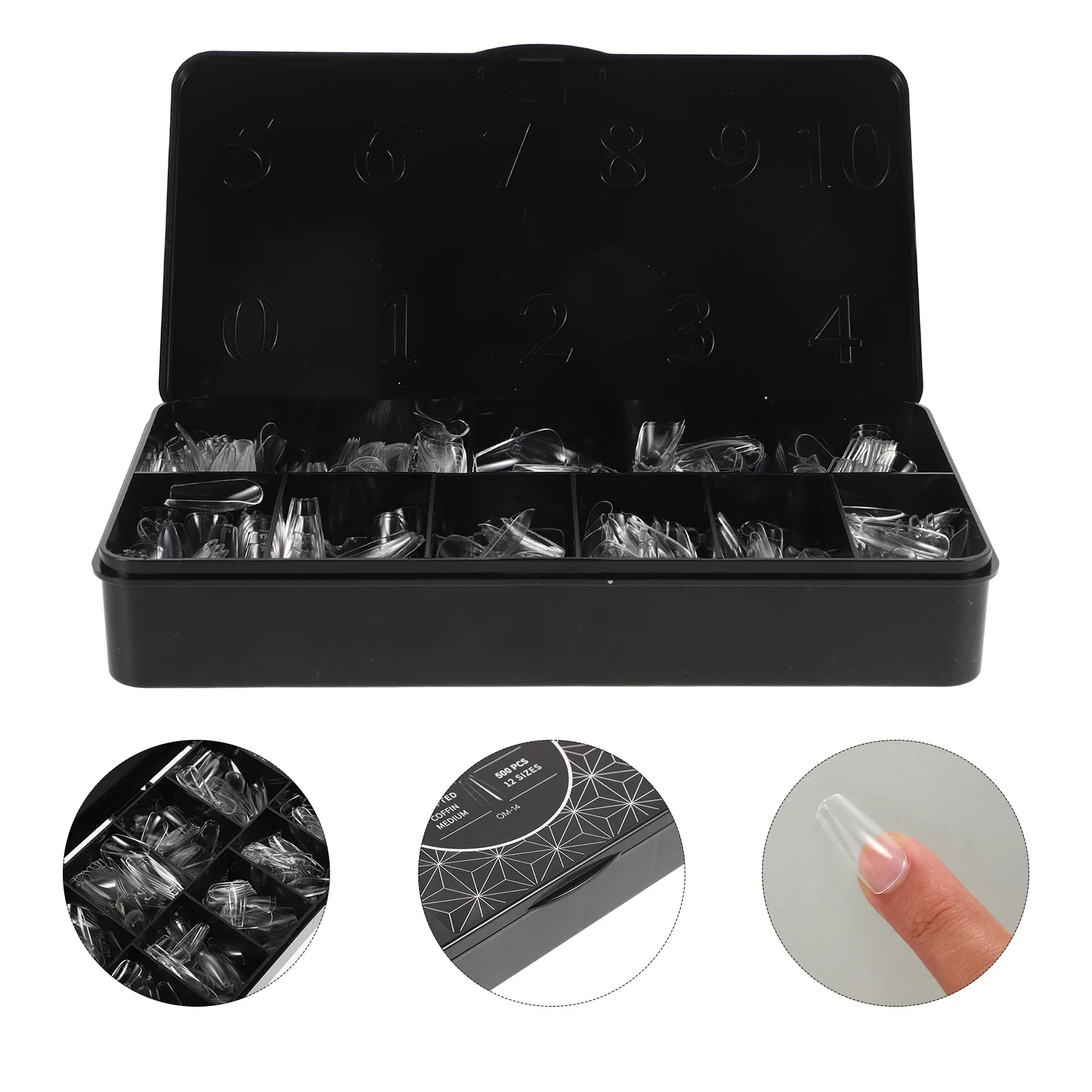 

500Pcs Transparent Nail Tips Short Coffin Pre Shaped Full Cover False Nails Box Nail Extensions Gel Press on Nails for DIY Salon