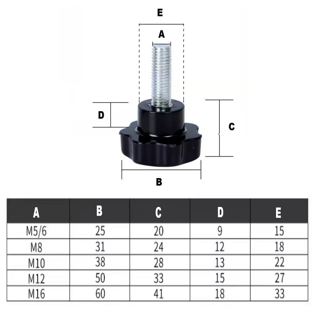 Zinc Plating Hand Knob Screws Bolt Plastic Star Shape Head Thread Clamping Thumb Handle Machine Screw Bolts M4 M5 M6 M8 M10 M12