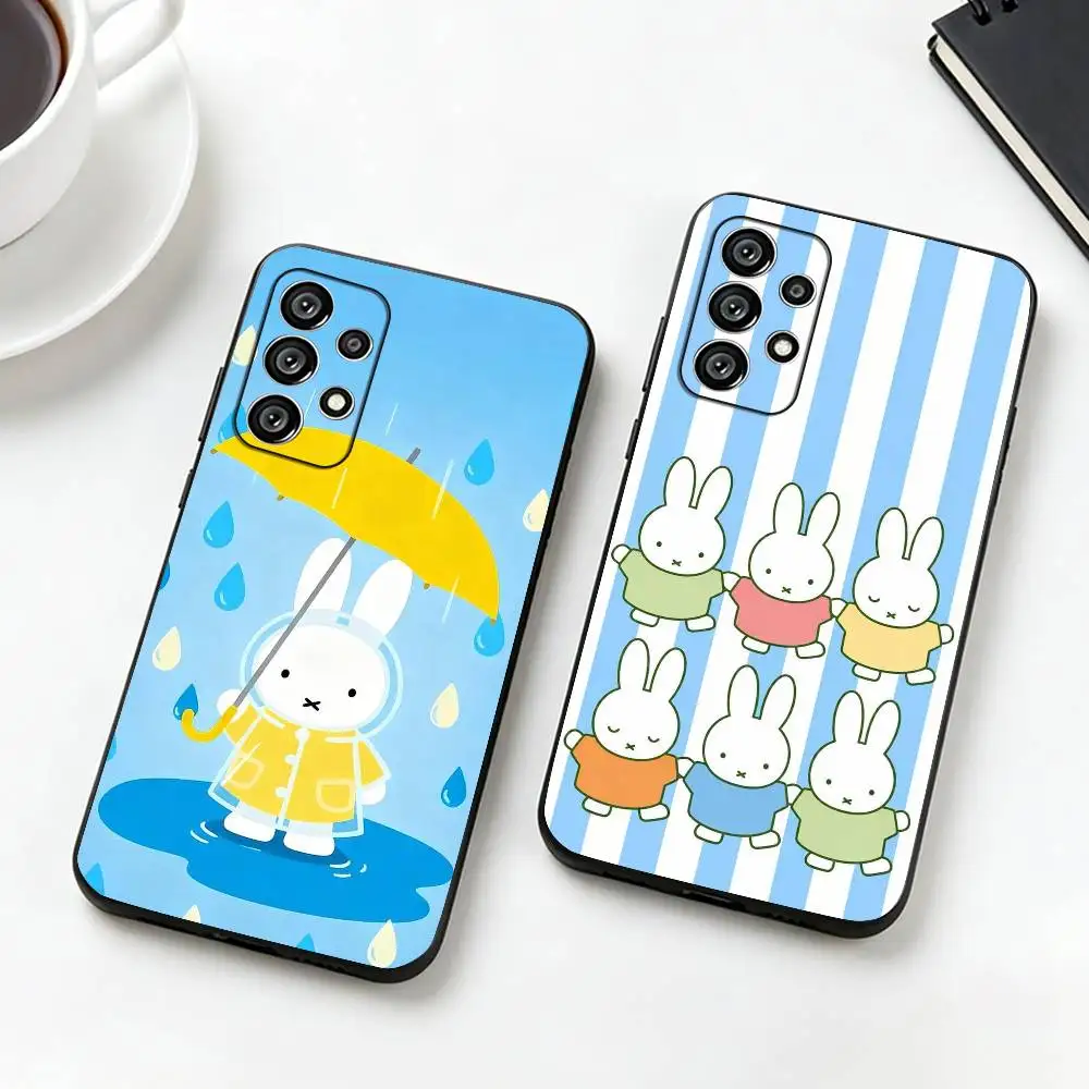 Lovely M-Miffy Rabbit Kawaii  Phone Case For Samsung S25,S24,S21,S22,S23,S30,Ultra,S20,Plus,Fe,Soft Silicone Black Cover