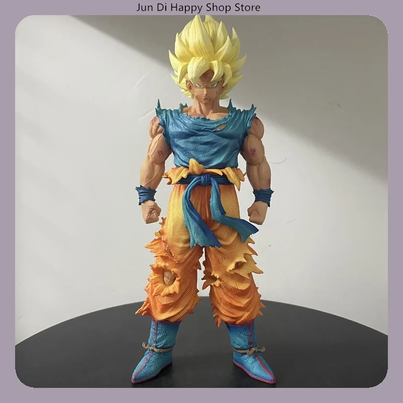 28cm Dragon Ball Super Saiyajin Goku Erste Verwandlung Gelbes Haar Blaues Outfit Stehende Pose Anime Figur Modell Statue Spielzeug