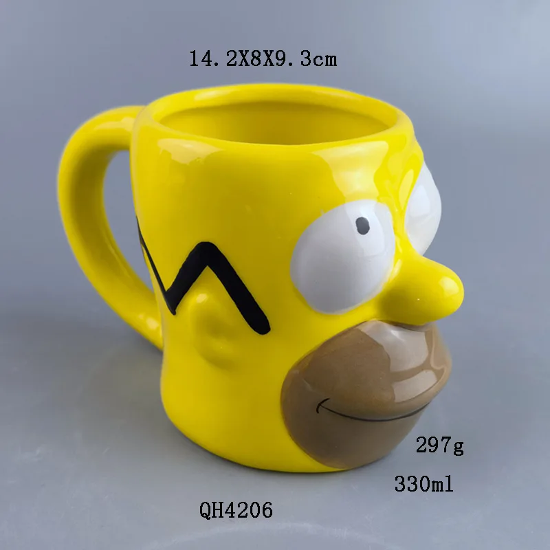 330ML New The Simpsons Yellow Ceramic Mug 3D Cartoon Personalized Quirky Mug Fashion Creative Office Home Cup Drinking Mug Gift