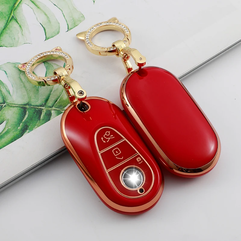 Soft TPU Car Key Case Cover Shell for Mercedes Benz C S Class 2021 W206 W223 S350 C260 C300 S400 S450 S500 Interior Accessories