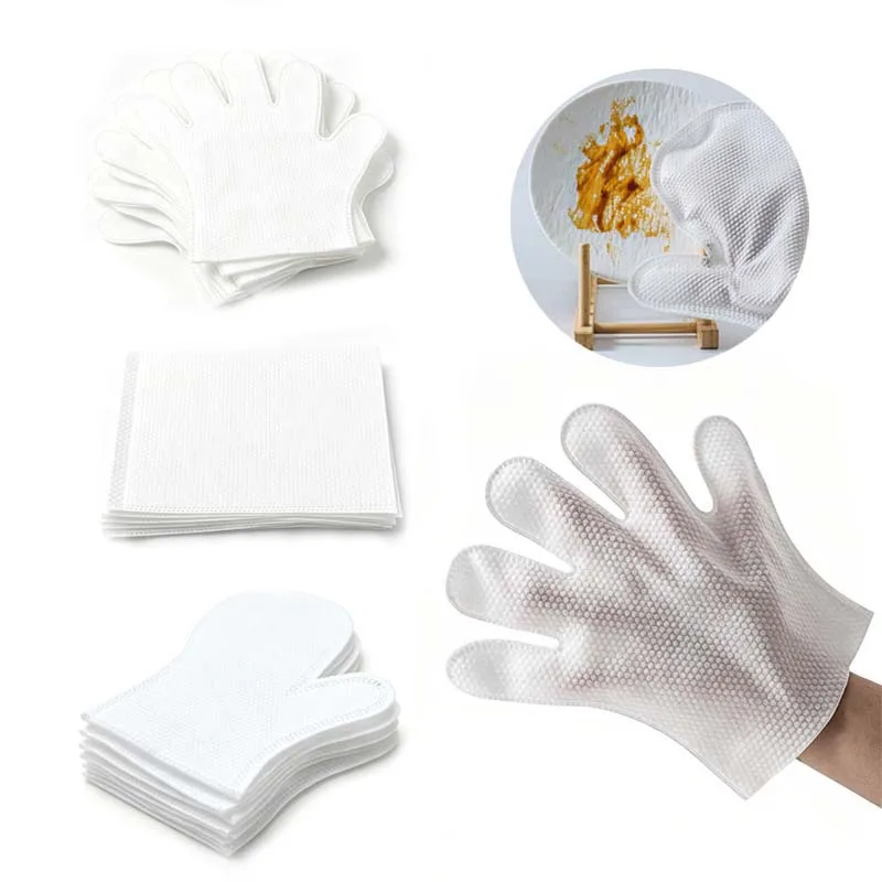 20PCS Disposable Non-woven Dust Cleaning Gloves Cleaning Tableware Wipe Pet Lazy Rag Duster Gloves Clean Tools House Kitchen