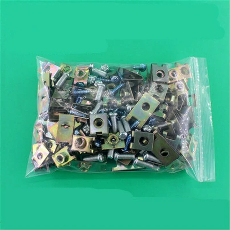 

100pcs U-Type Screw Fastener Gaskets Clip Mixed Metal Car Accessories Vehicle Door Panel gasket clip auto fastener gasket clip