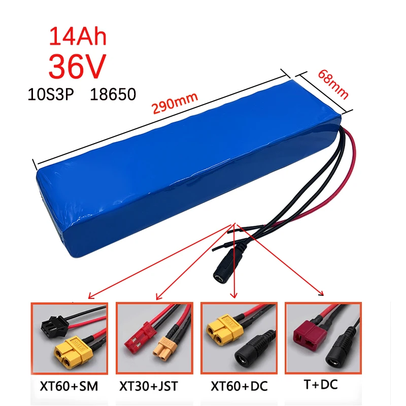 Powerful 36V 14Ah Battery Ebike Battery Pack 18650 Li-ion 10S3P 350W 500W for High Power Electric Scooter Motorcycle Scooter