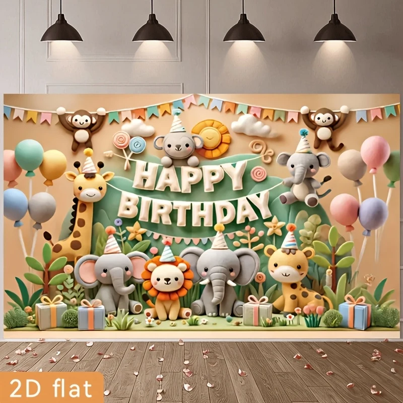 1pc, 2Dflat, 1-pack Happy Birthday Party Banner. Happy 1st Birthday! Suitable for parties, home, garden photography decorations, view 4