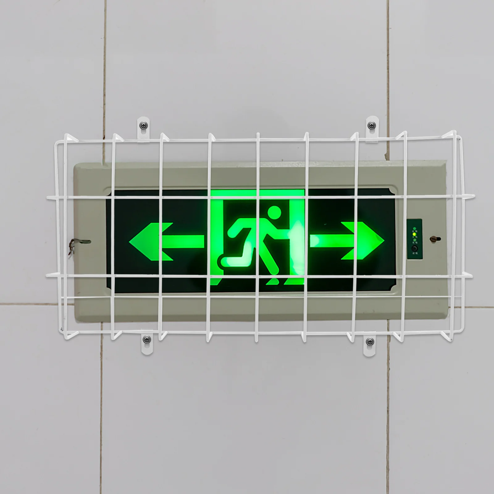 علامة خروج معدنية مثبتة على الحائط، غطاء حماية للقفص، غطاء خفيف للطوارئ لمراكز التسوق، شبكة سلكية شديدة التحمل