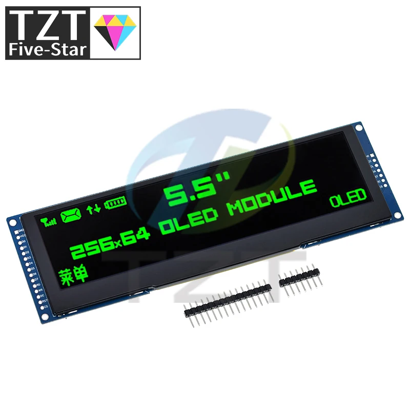 1/3 قطعة 5.5 بوصة OLED شاشة الكريستال السائل اللون الأخضر 256x64 محرك SSD1322 واجهة SPI/ 8 بت المنفذ المتوازي لاردوينو UNO R3