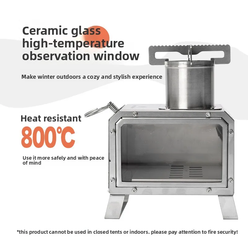 

Настольная квадратная дровая печь - портативная палатка из нержавеющей стали с подогревом, горящая печь