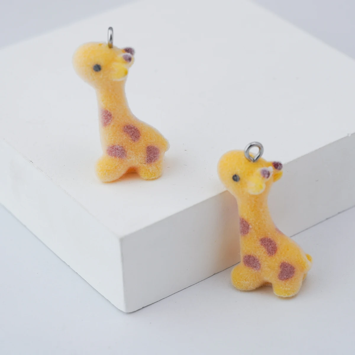 20pcs Cartoon Flocking Resin Animal Charms Cute Plush Doll Pendants For Necklaces Keychains Making DIY Jewelry Accessories