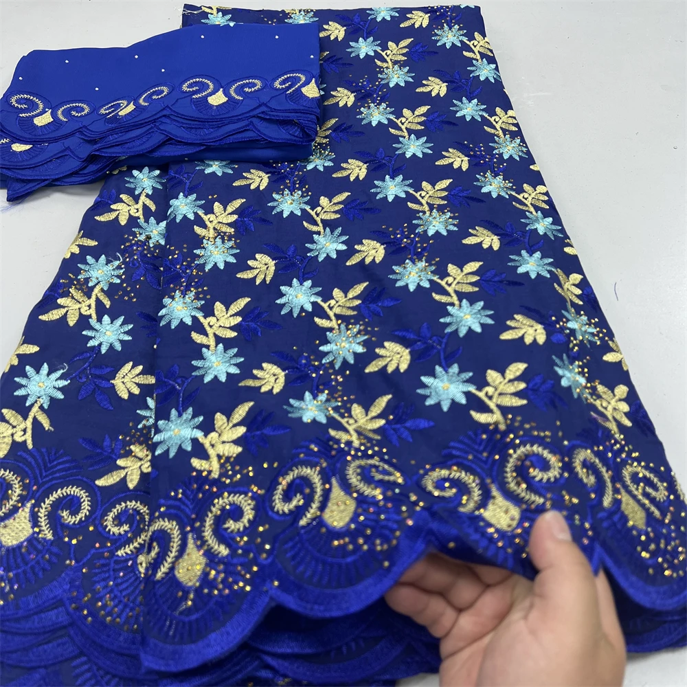 

Швейцарская вуаль, кружевная ткань, вышитая вуаль, африканская кружевная ткань, 100% хлопковая вуаль со стразами, 5 + 2 ярда, 2025 г.