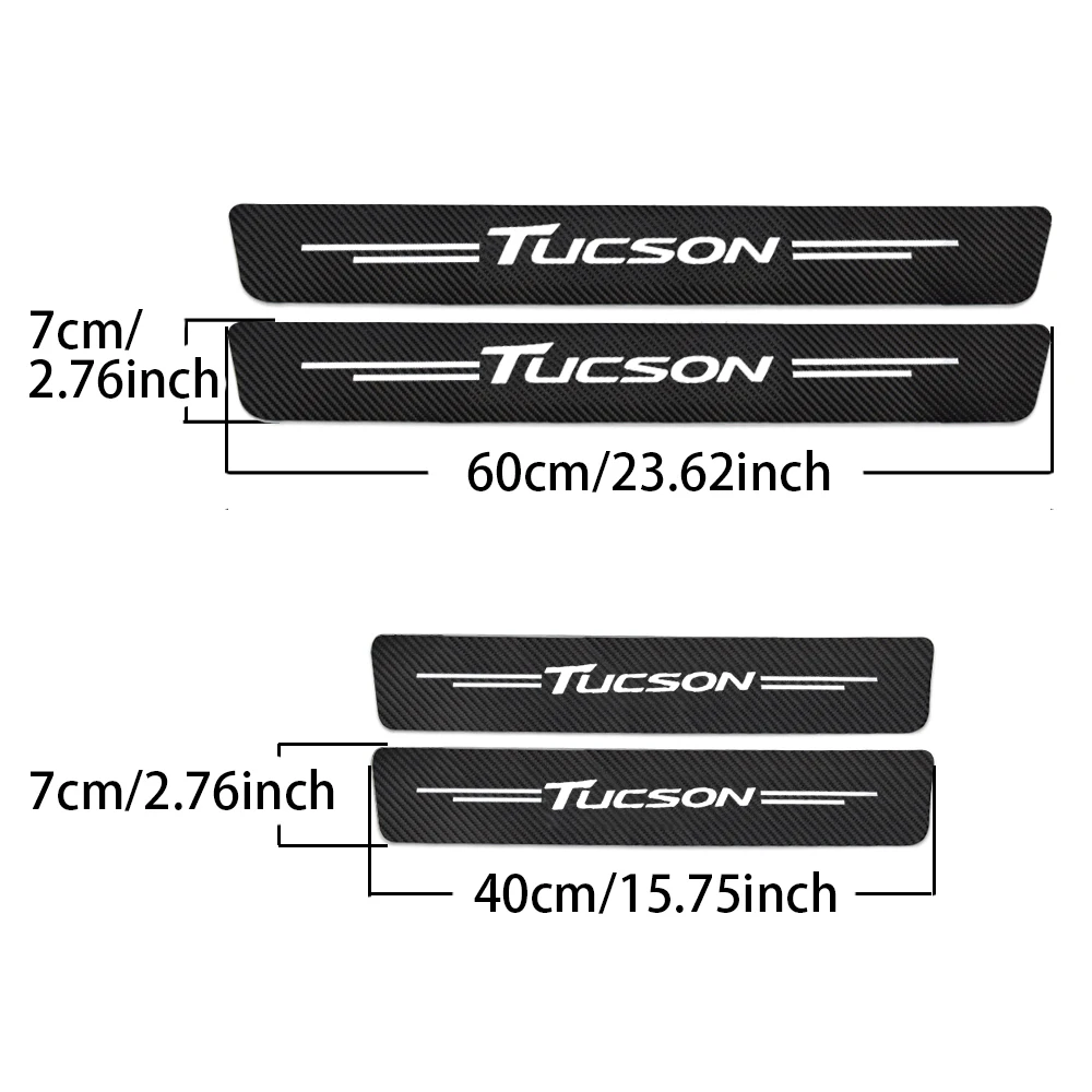 4Pcs ​For Hyundai Tucson JM TL NX4 2008 2016 2017 2019 2020 2022 Accessories Car Door Sill Scuff Plate Carbon Fiber Stickers