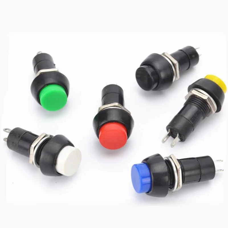 5/20PCS PBS-11A PBS-11B 12mm 3A250V Self-locking Self-Recovery Reset 2PIN Plastic Latching Push Button Switch Momentary 6Color