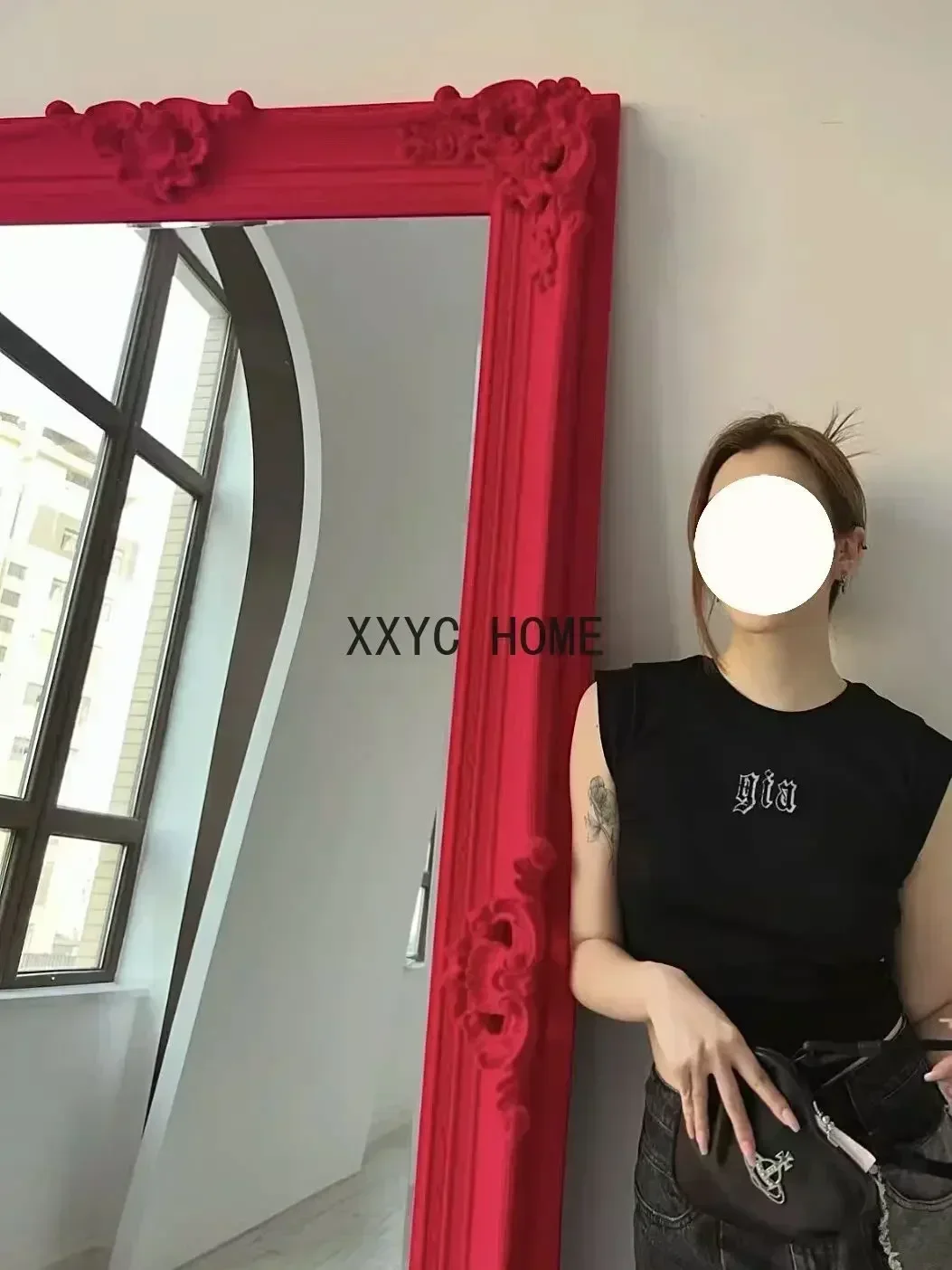 Velvet retro flocking fluorescent color full-length mirror floor-to-ceiling mirror fitting full-length mirror