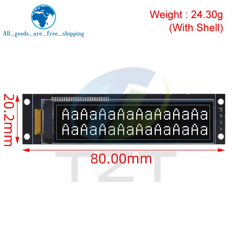 Imagem -02 - Tzt-módulo de Tela Oled Branco para Arduino Ips 1602 Caracteres Interface Iic Ks0066 Drive ic 3.3v 2.26 in 4pin