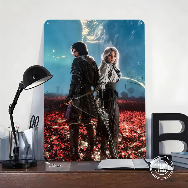 شخصيات خيالية في منظر طبيعي يشبه الحلم ملصق معدني علامات القصدير جدار الفن عصا ديكو علامة معدنية مخصصة لغرفة الديكور المنزل