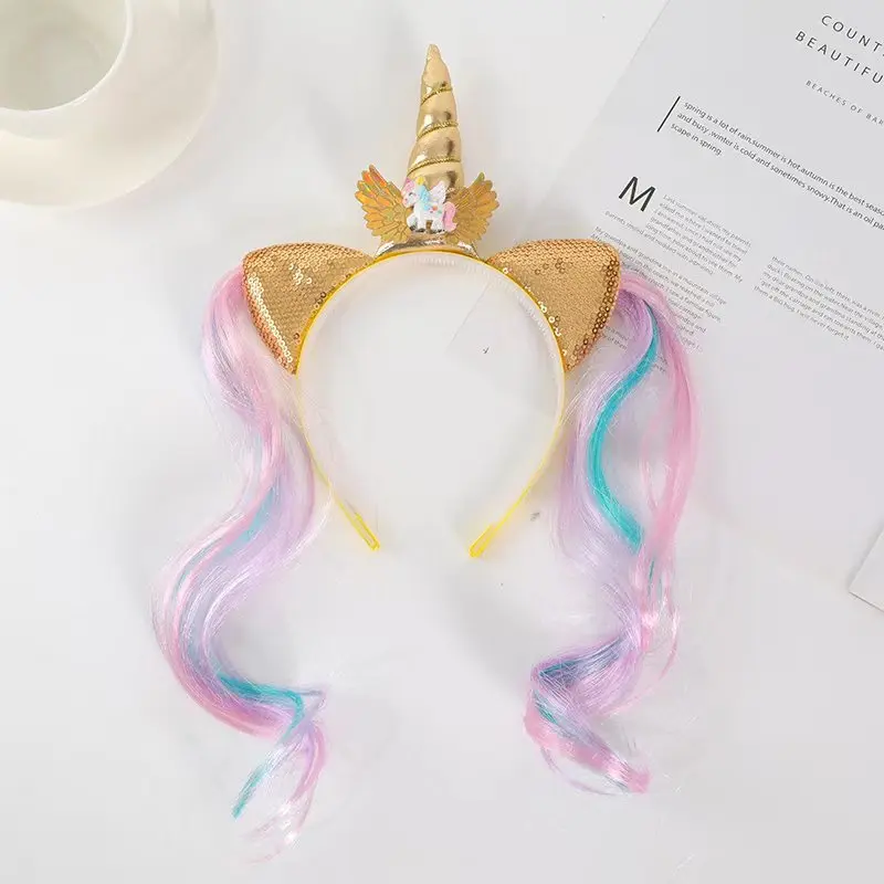 Unicorn 1st Birthday Girl Headband Baby Shower Party Cute Kids Hair Hoop Hairbands Accessories Unicorn Party Decor Headwear