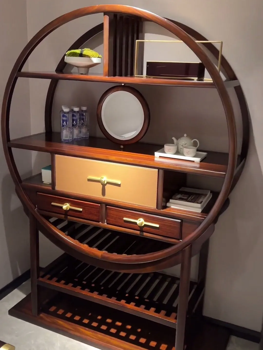Ebony Duobao Pavilion Zen display shelf, simple study tea room furniture