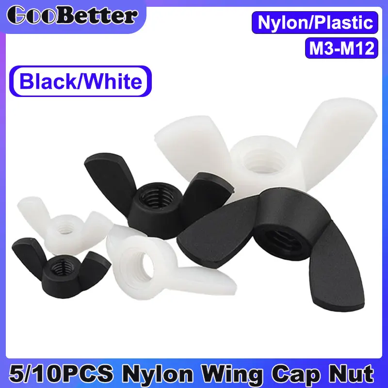 

5/10Pcs Nylon Wing Nuts M3 M4 M5 M6 M8 M10 M12 Thumb Wingnut Plastic Butterfly Type Nuts for Screw Bolt